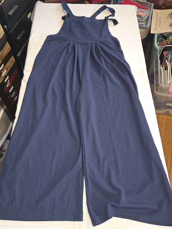 HALARA Pants - HALARA Navy Wide-Leg Overall Jumpsuit with Adjustable Ties